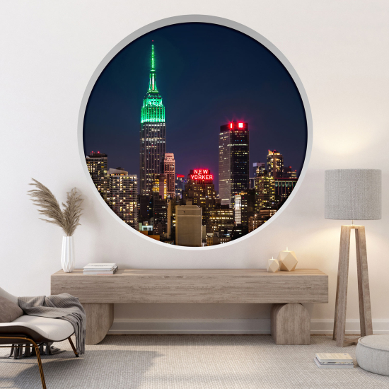 Optical Illusions Round Arch Wall Sticker - New York