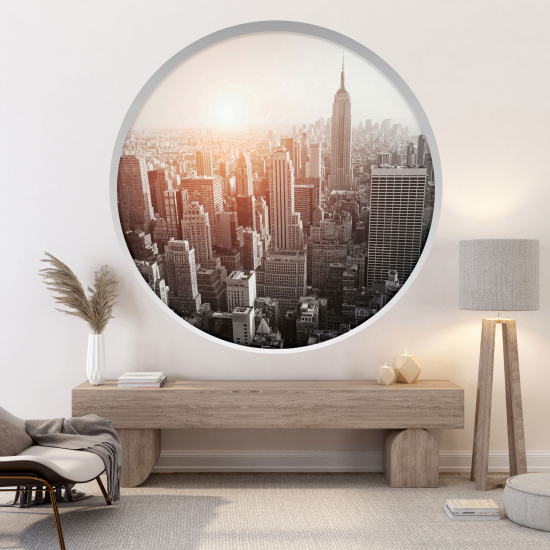 Optical Illusions Round Arch Wall Sticker - New York