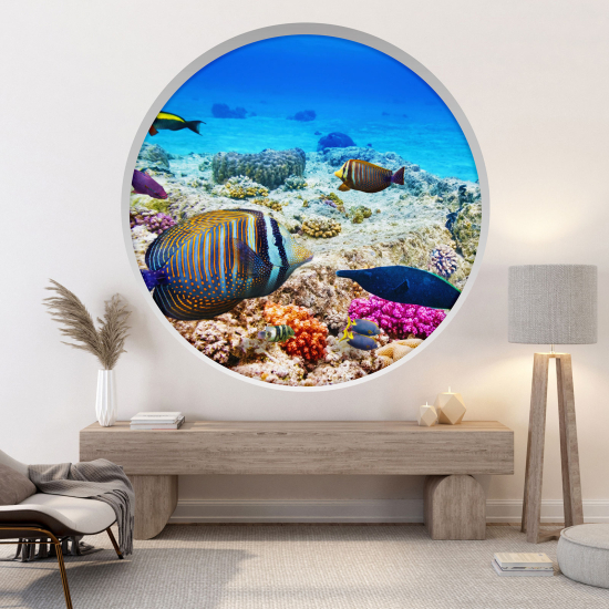 Optical Illusions Round Arch Wall Sticker - Ocean