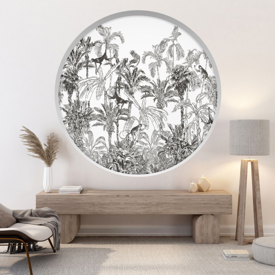 Optical Illusions Round Arch Wall Sticker - Palm trees