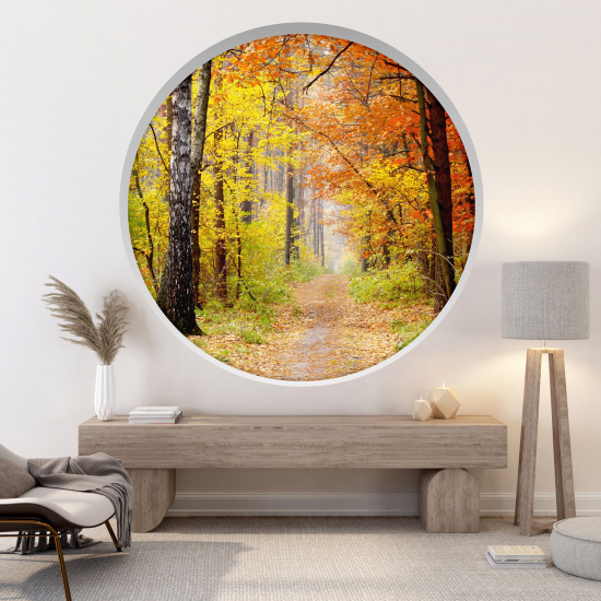 Optical Illusions Round Arch Wall Sticker - Path in the forest