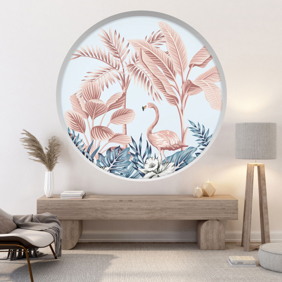 Optical Illusions Round Arch Wall Sticker - Pink Flamingo