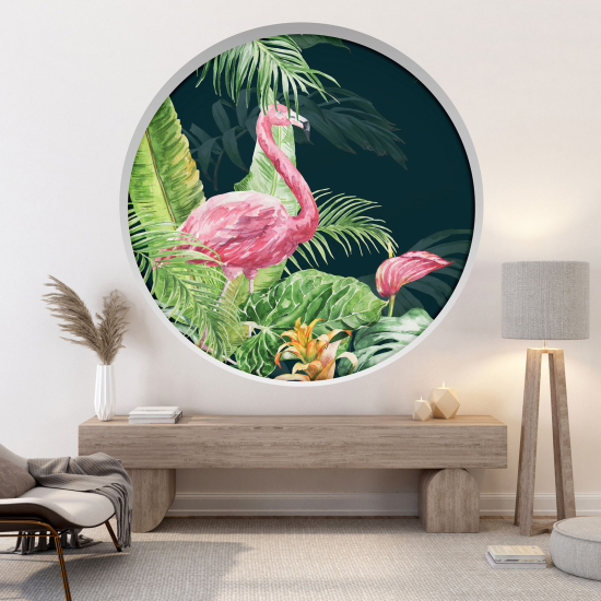 Optical Illusions Round Arch Wall Sticker - Pink Flamingo