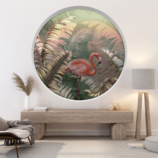 Optical Illusions Round Arch Wall Sticker - Pink Flamingo