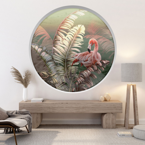 Optical Illusions Round Arch Wall Sticker - Pink Flamingo