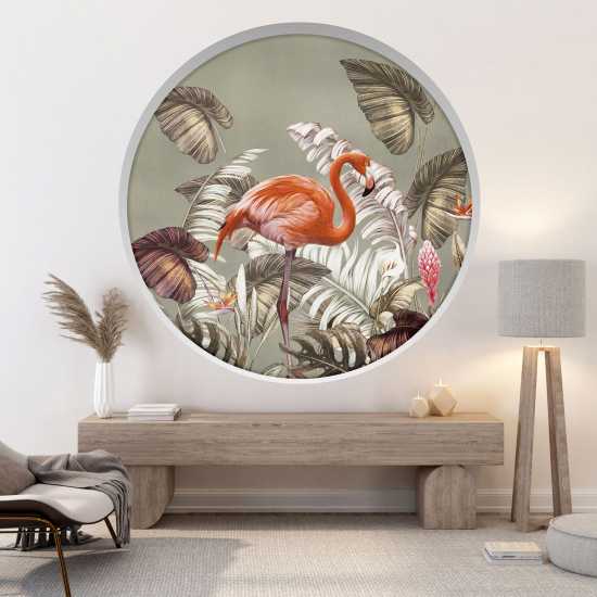 Optical Illusions Round Arch Wall Sticker - Pink Flamingo