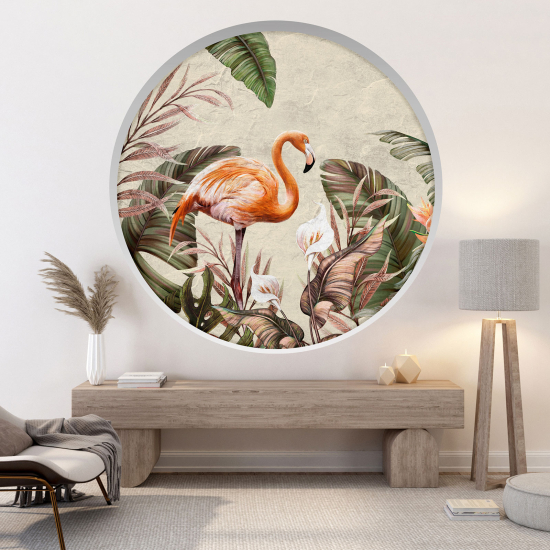 Optical Illusions Round Arch Wall Sticker - Pink Flamingo