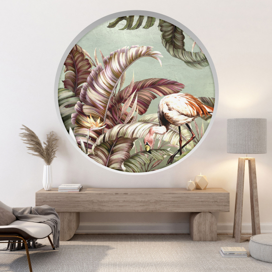 Optical Illusions Round Arch Wall Sticker - Pink Flamingo