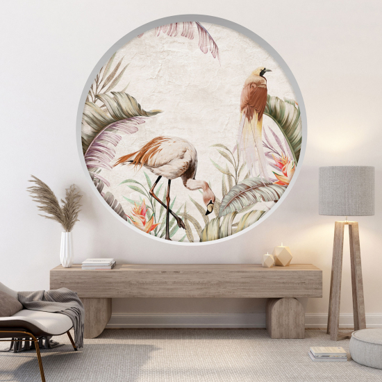 Optical Illusions Round Arch Wall Sticker - Pink Flamingo