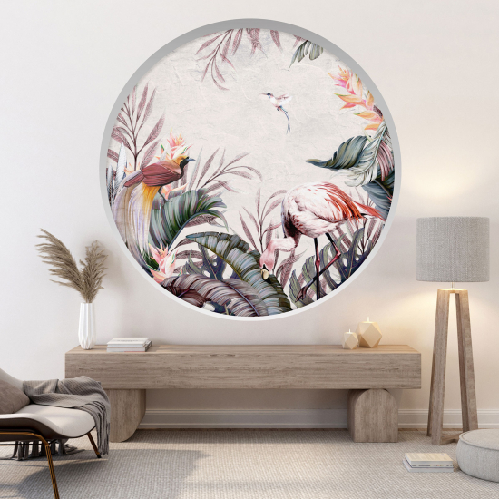 Optical Illusions Round Arch Wall Sticker - Pink Flamingo