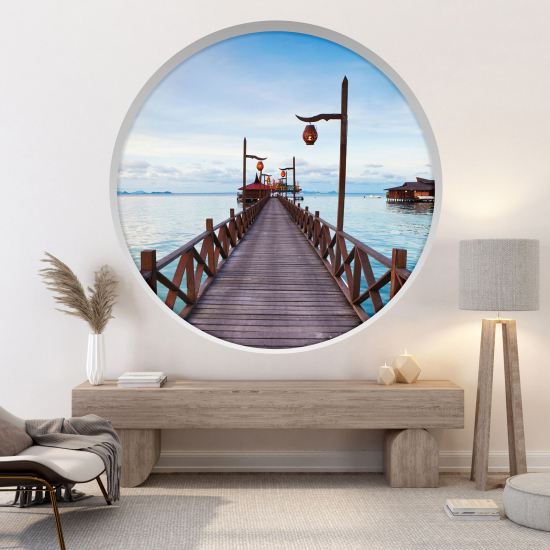 Optical Illusions Round Arch Wall Sticker - Pontoon