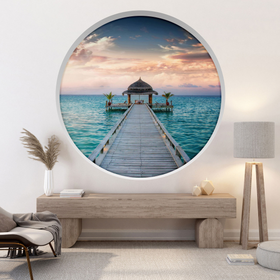 Optical Illusions Round Arch Wall Sticker - Pontoon