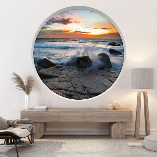 Optical Illusions Round Arch Wall Sticker - Sea