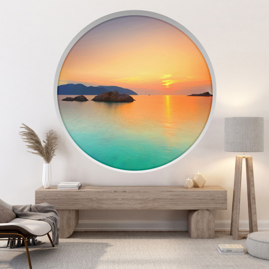 Optical Illusions Round Arch Wall Sticker - Sea view