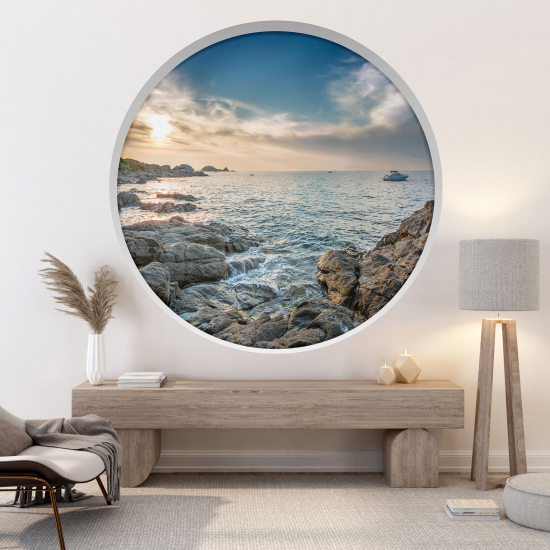 Optical Illusions Round Arch Wall Sticker - Sea view