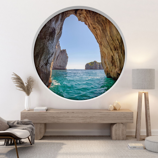 Optical Illusions Round Arch Wall Sticker - Sea view