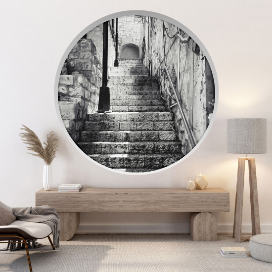 Optical Illusions Round Arch Wall Sticker - Stairs