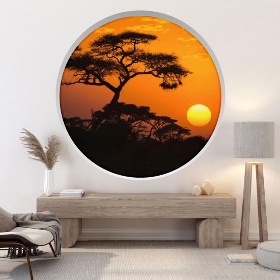 Optical Illusions Round Arch Wall Sticker - Sunset