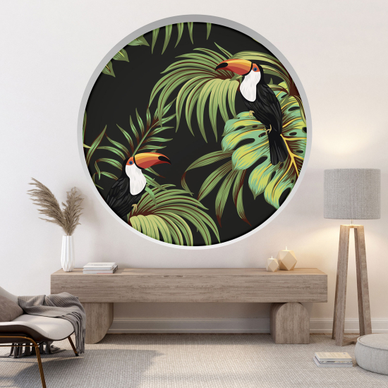 Optical Illusions Round Arch Wall Sticker - Toucans