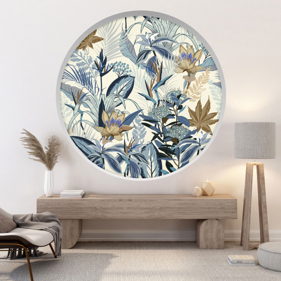 Optical Illusions Round Arch Wall Sticker - Tropical Flowers