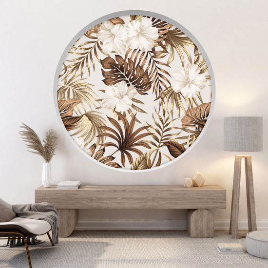 Optical Illusions Round Arch Wall Sticker - Tropical Flowers