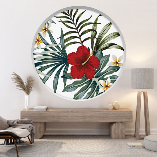 Optical Illusions Round Arch Wall Sticker - Tropical Flowers