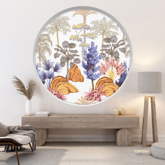 Optical Illusions Round Arch Wall Sticker - Tropical Forest