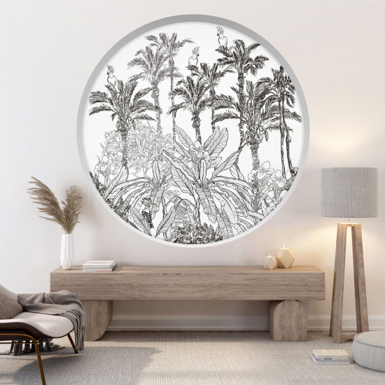 Optical Illusions Round Arch Wall Sticker - Tropical forest