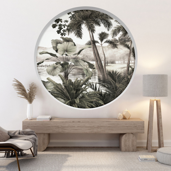 Optical Illusions Round Arch Wall Sticker - Tropical Forest