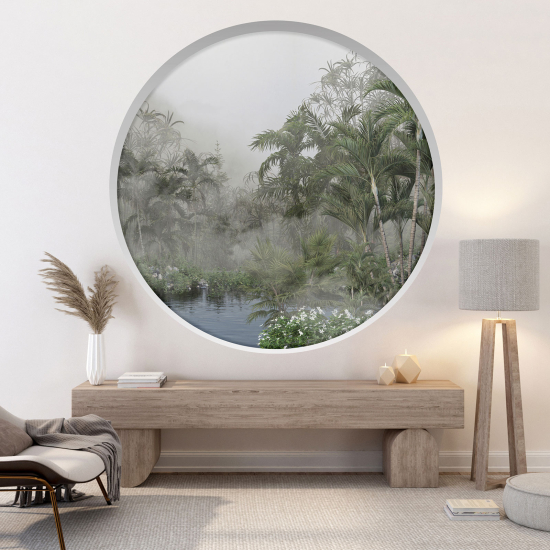 Optical Illusions Round Arch Wall Sticker - Tropical Forest