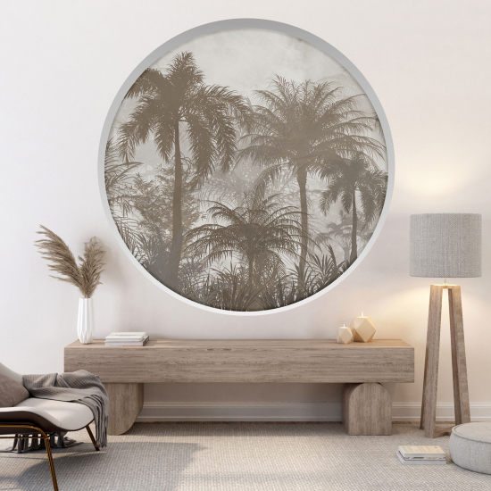 Optical Illusions Round Arch Wall Sticker - Tropical forest