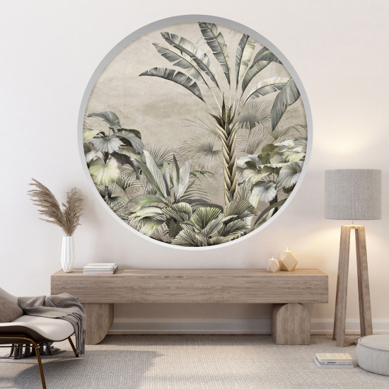 Optical Illusions Round Arch Wall Sticker - Tropical forest