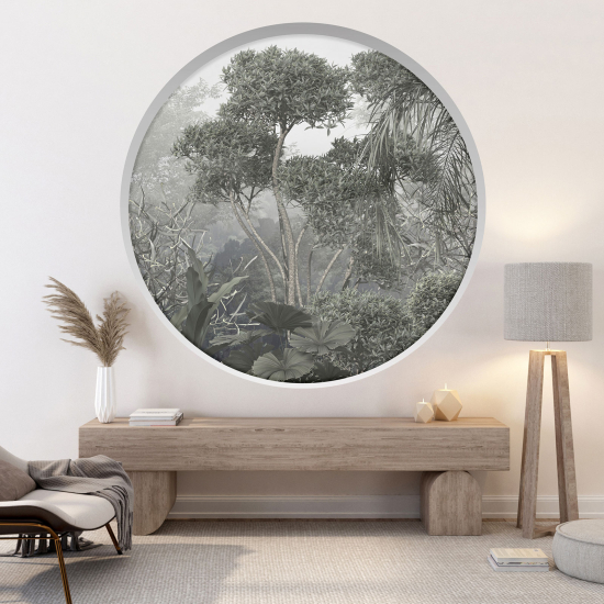 Optical Illusions Round Arch Wall Sticker - Tropical Forest