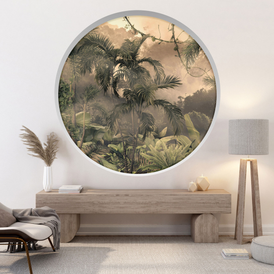 Optical Illusions Round Arch Wall Sticker - Tropical forest