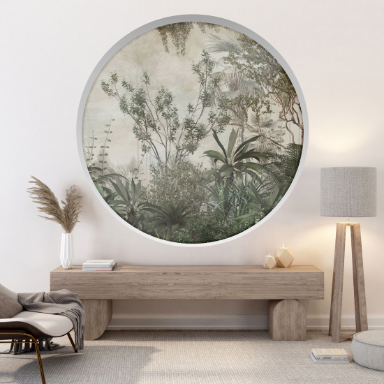 Optical Illusions Round Arch Wall Sticker - Tropical Forest