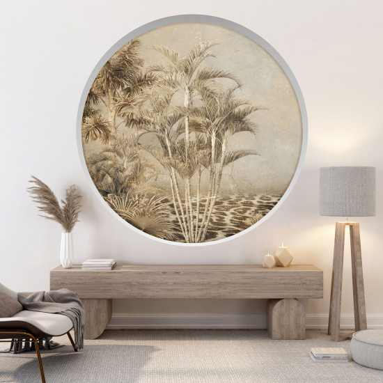 Optical Illusions Round Arch Wall Sticker - Tropical Forest