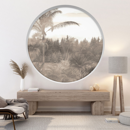 Optical Illusions Round Arch Wall Sticker - Tropical forest