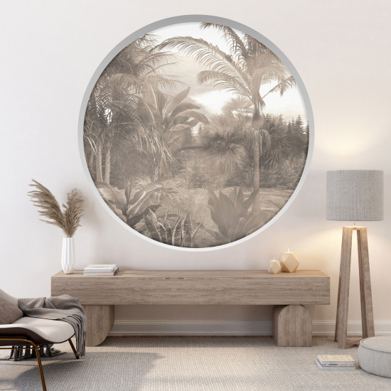 Optical Illusions Round Arch Wall Sticker - Tropical forest