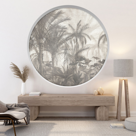 Optical Illusions Round Arch Wall Sticker - Tropical forest