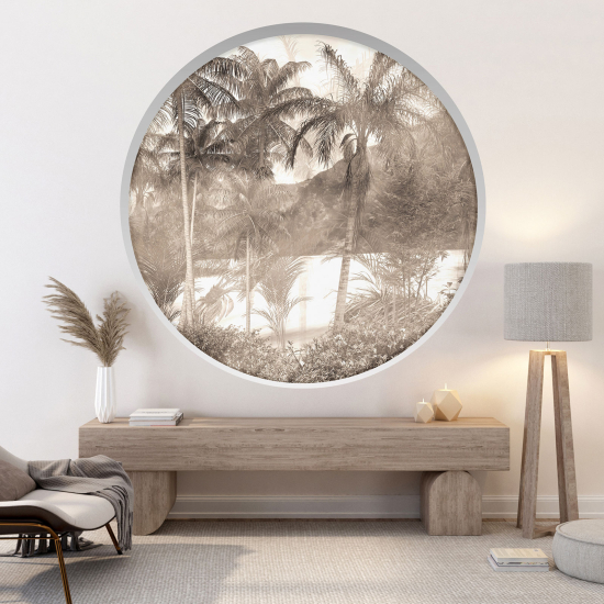 Optical Illusions Round Arch Wall Sticker - Tropical forest