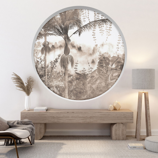 Optical Illusions Round Arch Wall Sticker - Tropical forest