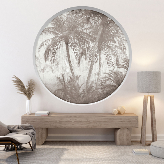 Optical Illusions Round Arch Wall Sticker - Tropical forest