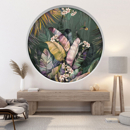 Optical Illusions Round Arch Wall Sticker - Tropical forest