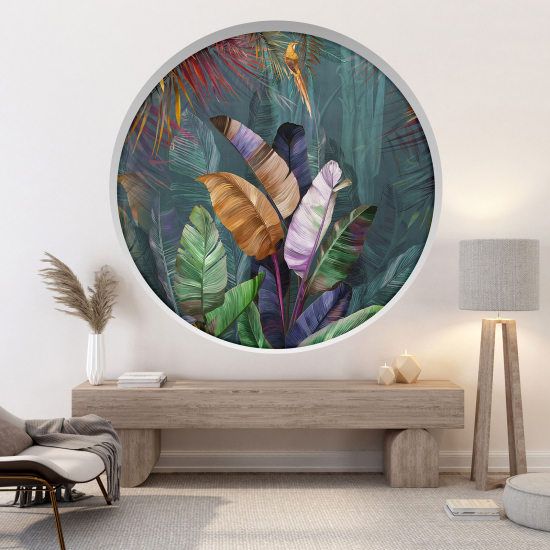 Optical Illusions Round Arch Wall Sticker - Tropical forest