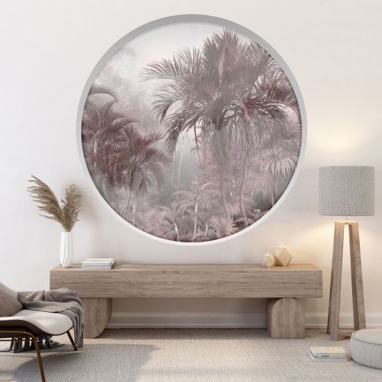 Optical Illusions Round Arch Wall Sticker - Tropical forest