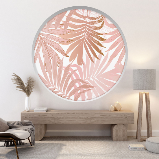 Optical Illusions Round Arch Wall Sticker - Tropical Leaves