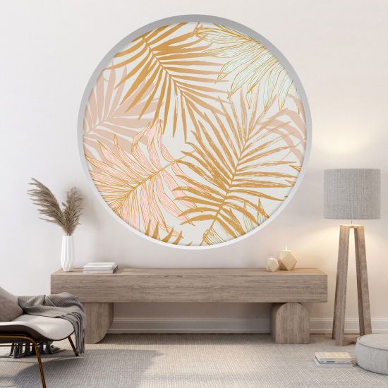 Optical Illusions Round Arch Wall Sticker - Tropical leaves