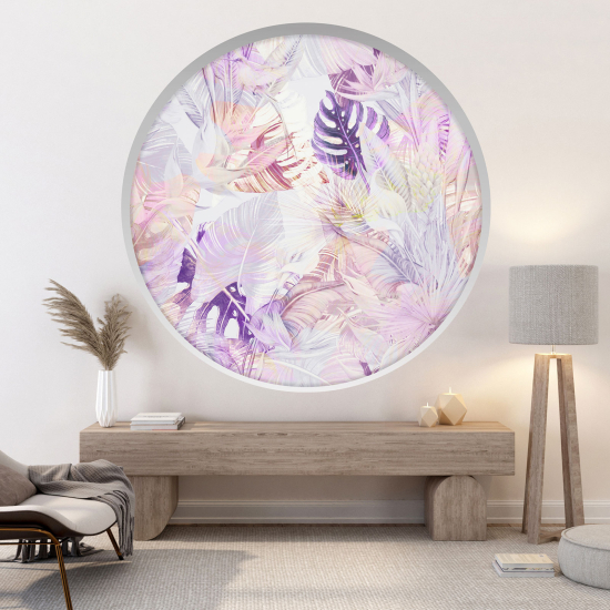 Optical Illusions Round Arch Wall Sticker - Tropical Leaves