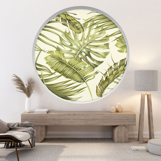 Optical Illusions Round Arch Wall Sticker - Tropical Leaves