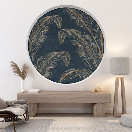 Optical Illusions Round Arch Wall Sticker - Tropical leaves